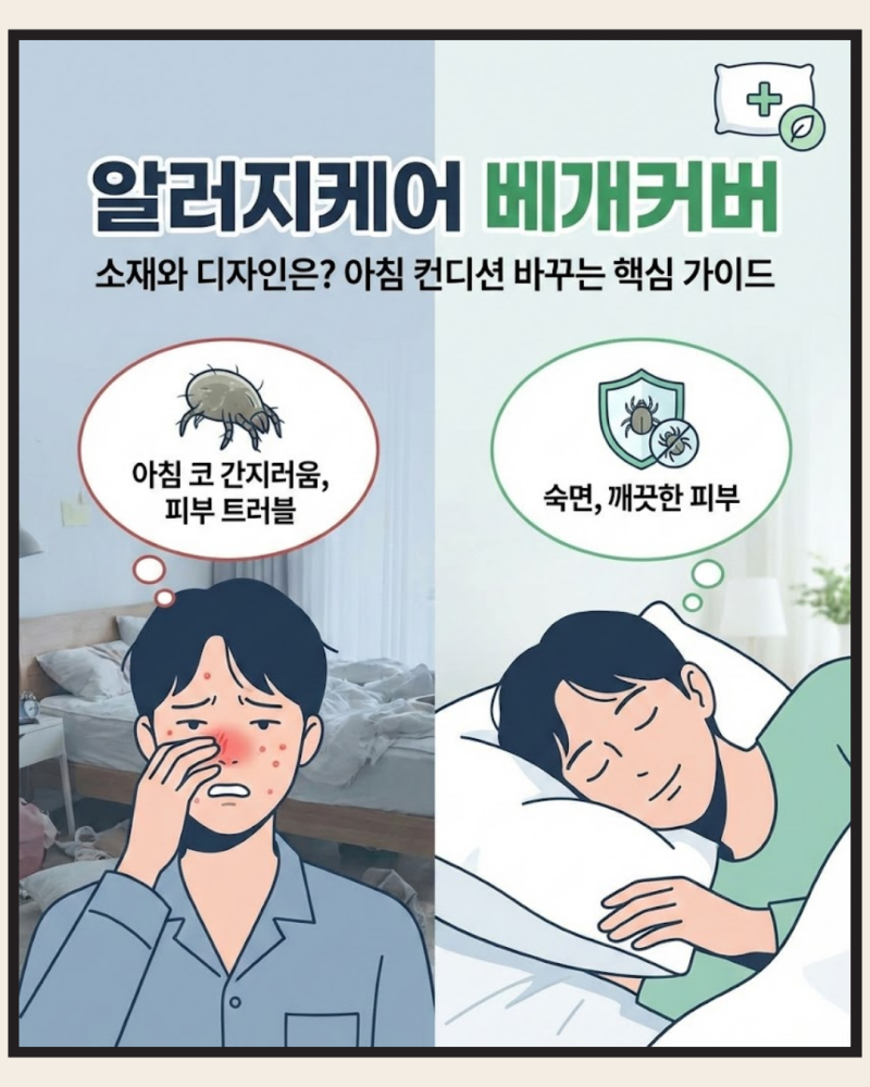 알러지케어 베개커버 소재추천 디자인은?