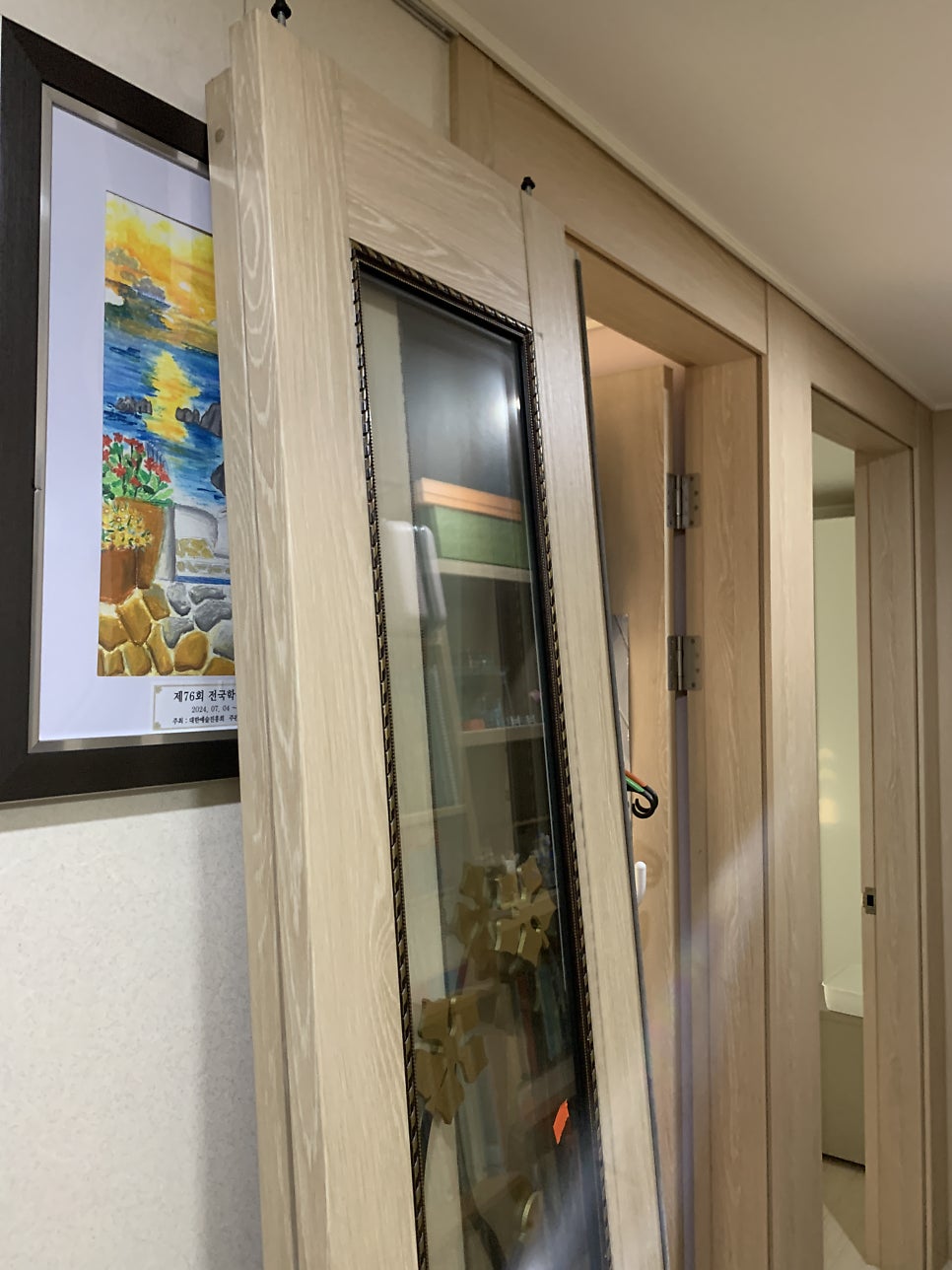 중문수리 3연동 와이어가 끊어져 교체 작업 완료했습니다