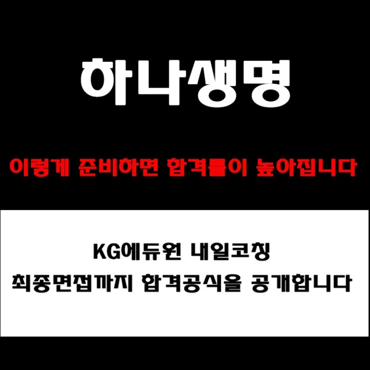  하나생명 면접 합격전략! 상황·PT 면접 등 준비 방법과 예상 질문 및 기업가치, 미션, 인재상 분석 후기