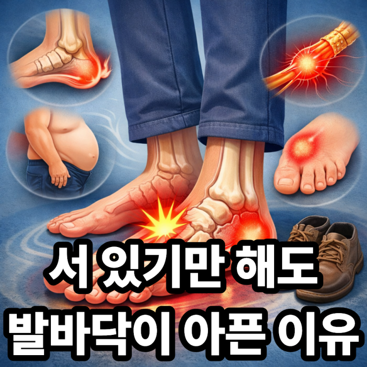  오래 서 있으면 발바닥이 아픈 이유 5가지｜족저근막·신발·생활습관 점검