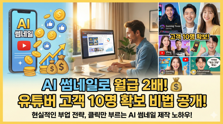  AI 썸네일 제작으로 유튜버 고객 10명 만드는 현실적인 부업 전략!
