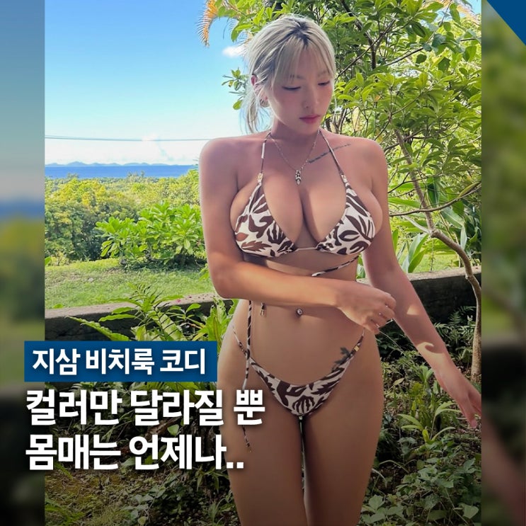  지삼 비키니 비치룩 코디, 브라운·블랙·블루 스타일