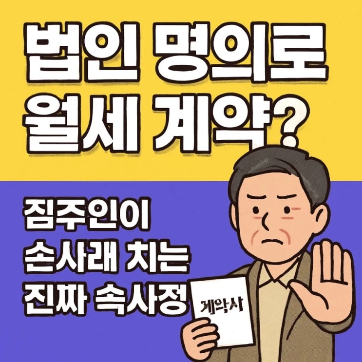  법인 명의로 월세 계약? 집주인이 손사래 치는 진짜 속사정