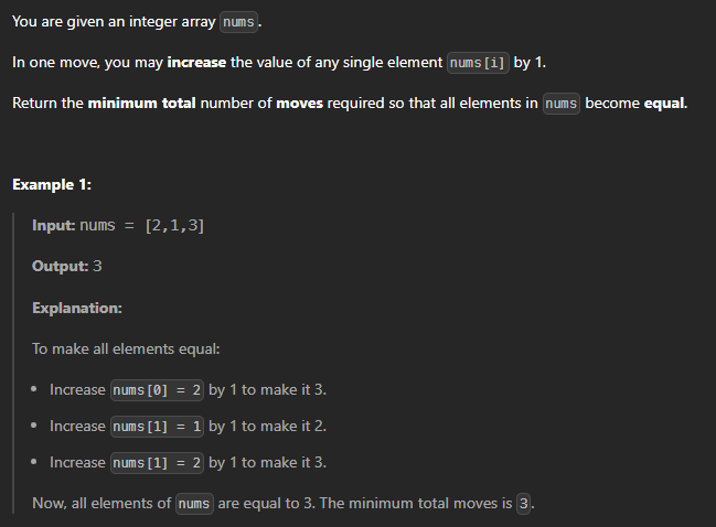  JAVA_LeetCode 3736_Minimum Moves to Equal Array Elements III