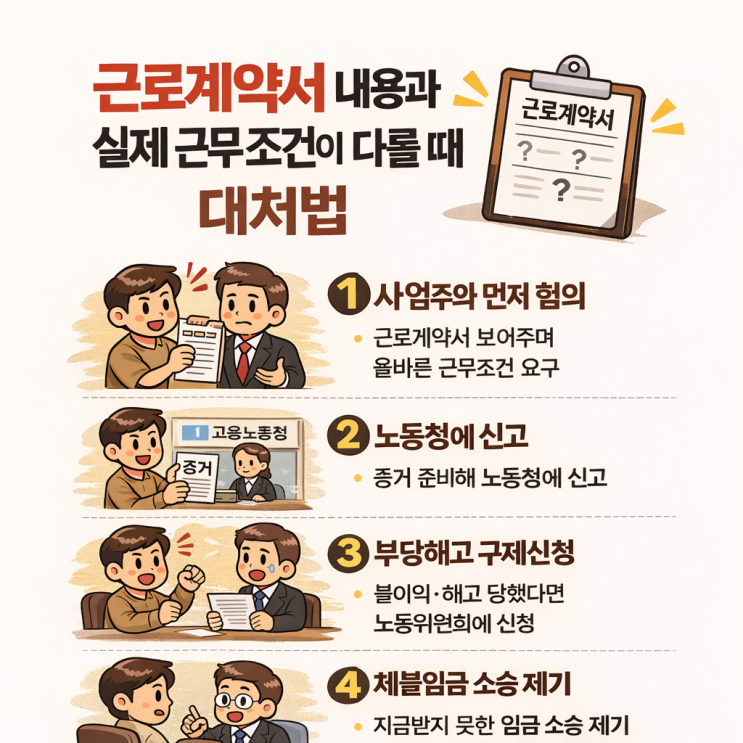  근로계약서 내용과 실제 근무 조건이 다르다면? 대처법 총정리!