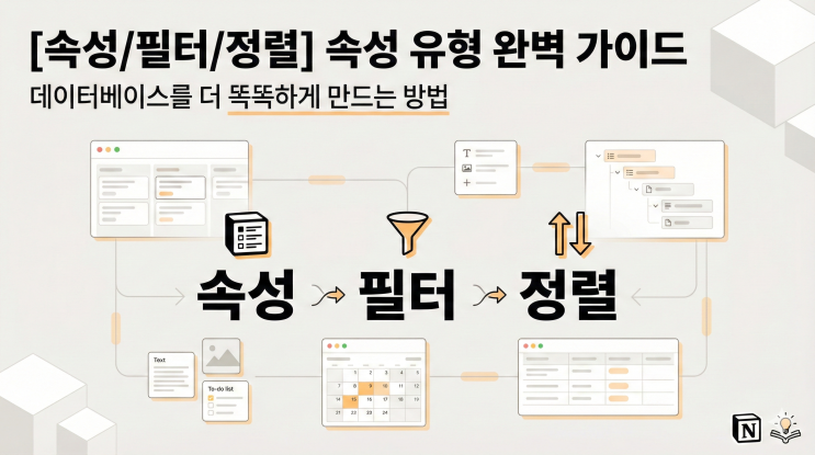  [Notion 속성/필터/정렬] 속성 유형 완벽 가이드 - 데이터베이스를 더 똑똑하게 만드는 방법