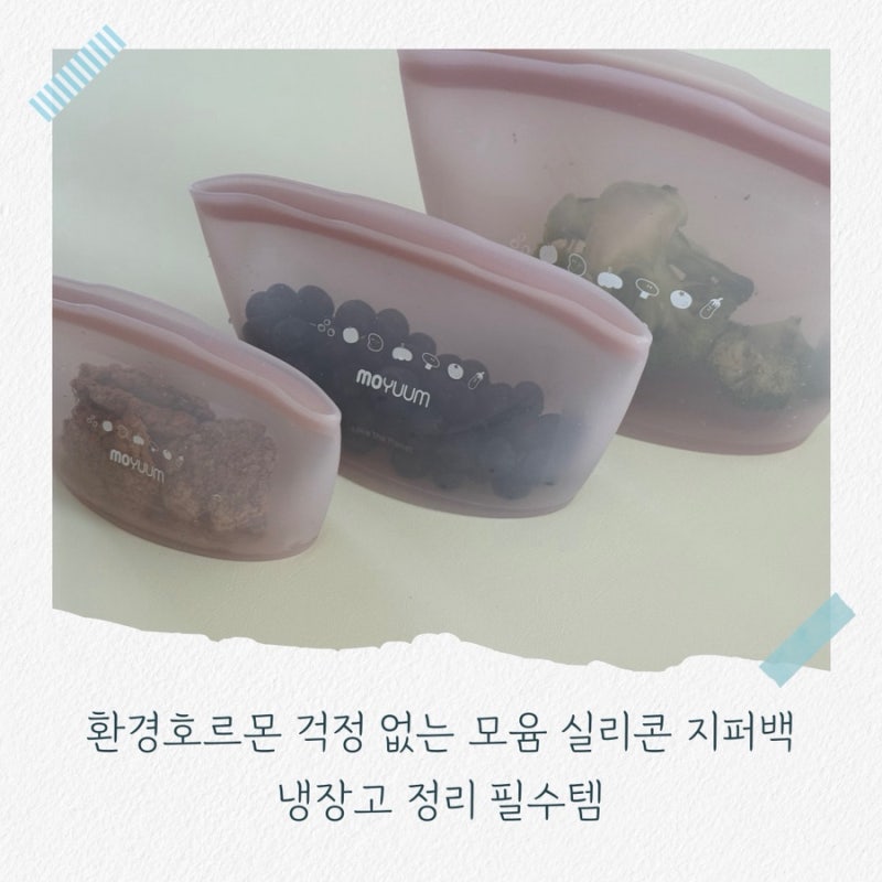 환경호르몬 걱정 없는 모윰 실리콘 지퍼백 냉장고 정리 필수템
