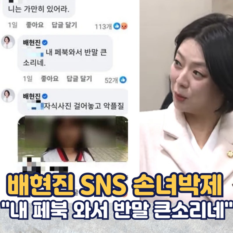 배현진 페북 일반인 손녀 사진 박제 논란 "내 페북 와서 반말 큰소리네"