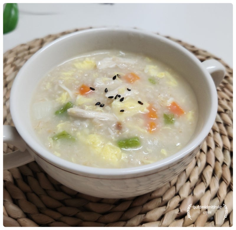 오트밀 맛있게 먹는법 요리, 야채 닭가슴살 오트밀죽 레시피 아침메뉴