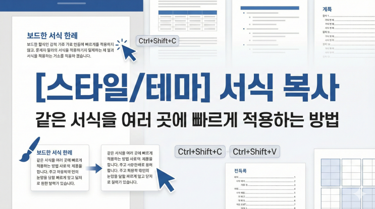  [Word 스타일/테마] 서식 복사 - 같은 서식을 여러 곳에 빠르게 적용하는 방법