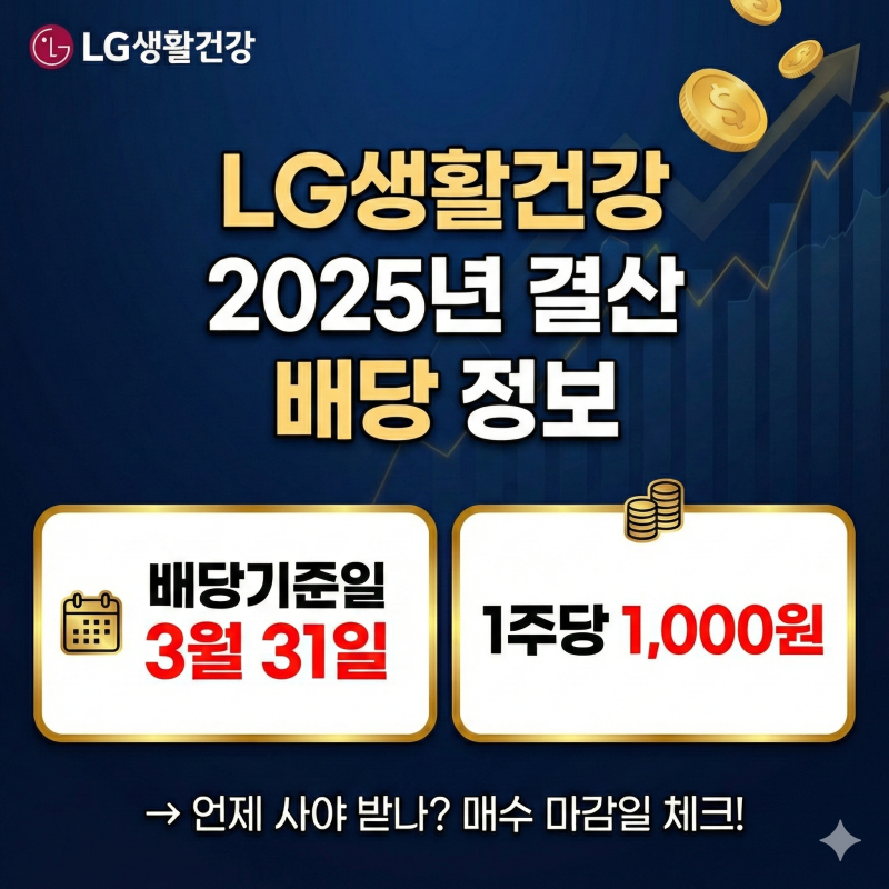 LG생활건강 2025년 결산 배당금 배당수익률 배당기준일 배당일 총정리