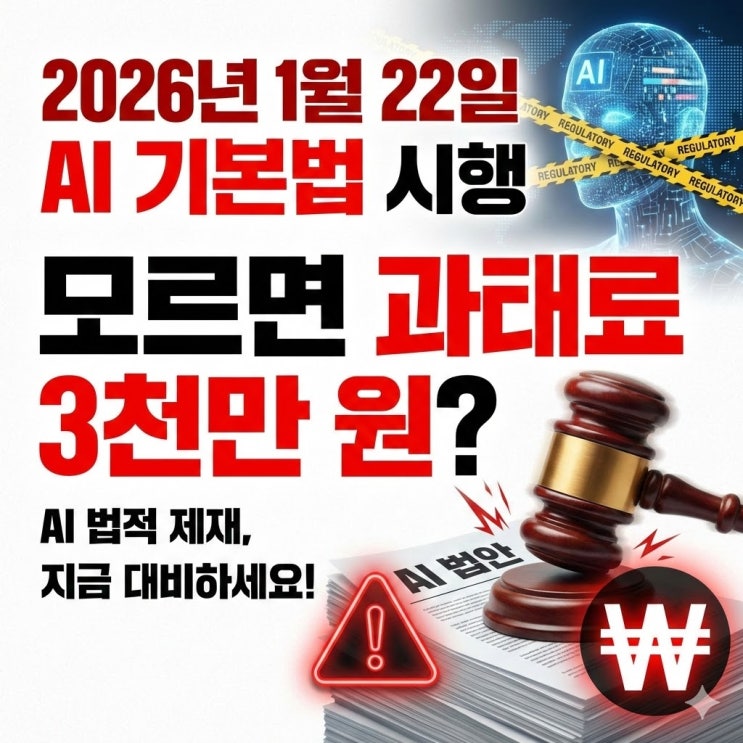  2026년 1월 22일 AI 기본법 시행, 모르면 과태료 3천만 원? 핵심 정리