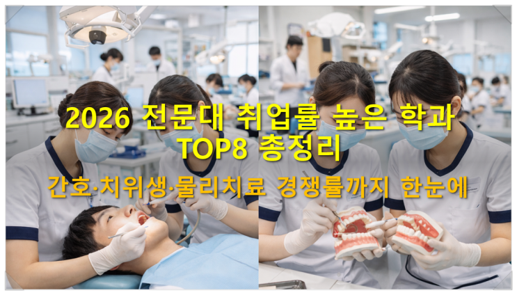  2026 전문대 취업률 높은 학과 TOP8 총정리 : 간호·치위생·물리치료 경쟁률까지 한눈에