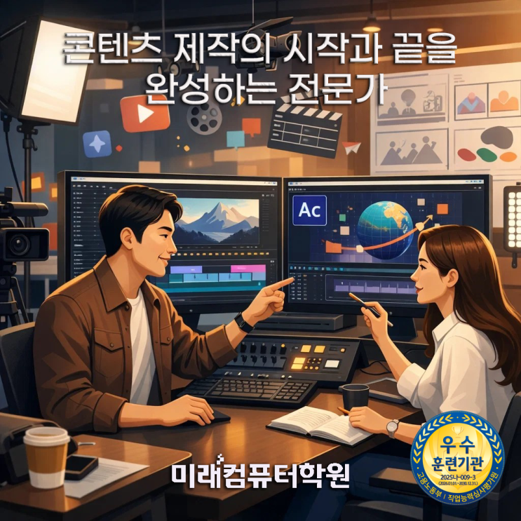  부산영상편집학원추천-요즘 뜨는 국가기술자격증! 멀티미디어콘텐츠제작전문가 AI시대 취업에 강한 이유