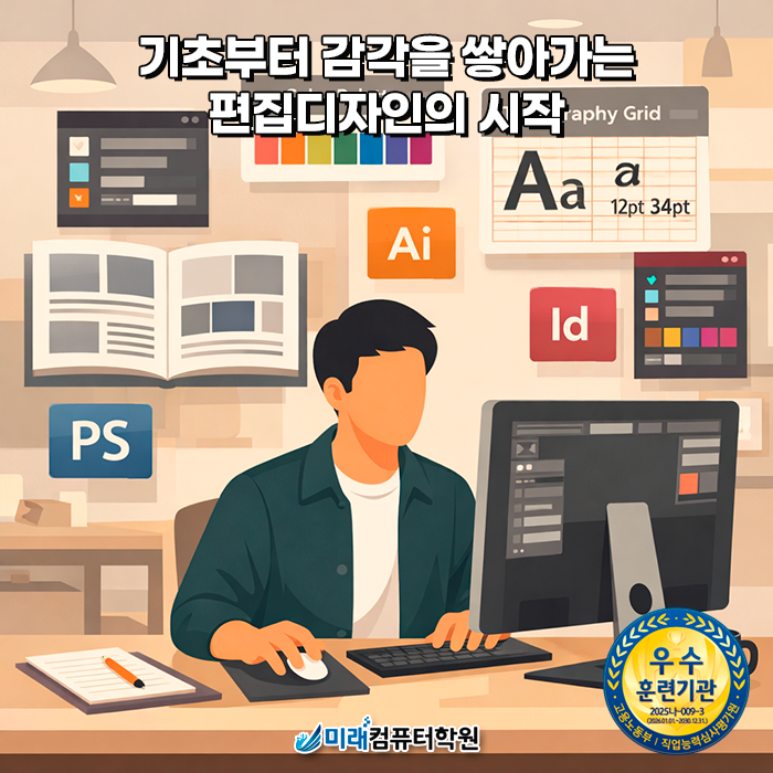  부산 국비지원 편집디자인 학원｜포토샵·일러스트·인디자인으로 출판·그래픽 취업까지 한 번에