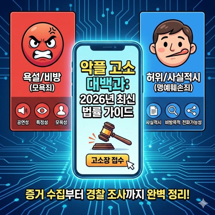  [필독] 악플 고소하는 법: 모욕죄 vs 명예훼손 성립요건 완벽 정리 (2026 최신판)