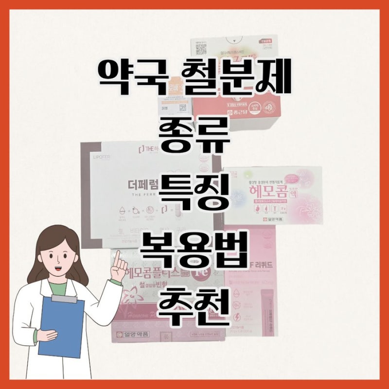 약국 철분제 종류 특징 추천 복용법 함량 정리