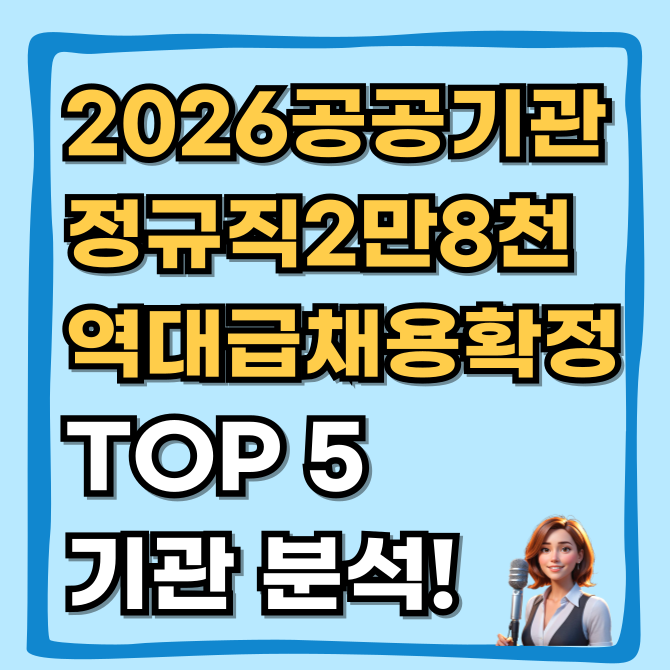  2026 공공기관 정규직 2만 8천명 채용 확정, 역대급 기회가 왔다 (TOP 5 기관 분석)