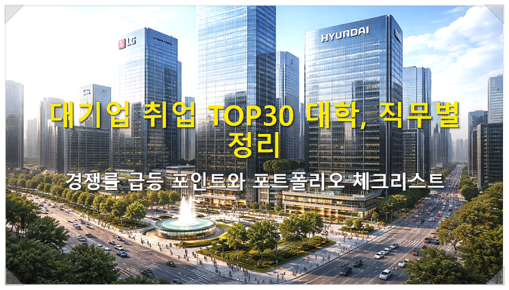  대기업 취업 TOP30 대학, 직무별 정리/ 경쟁률 급등 포인트와 포트폴리오 체크리스트