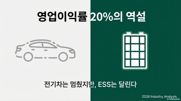  영업이익률 20%의 역설, 전기차 죽어도 ESS는 산다: 개미들만 모르는 배터리의 진실
