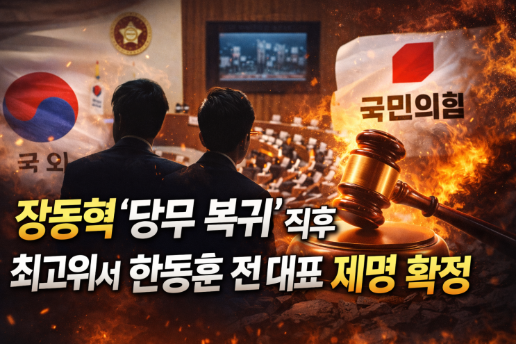  장동혁 대표 당무 복귀 직후, 최고위서 한동훈 전 대표 제명 확정