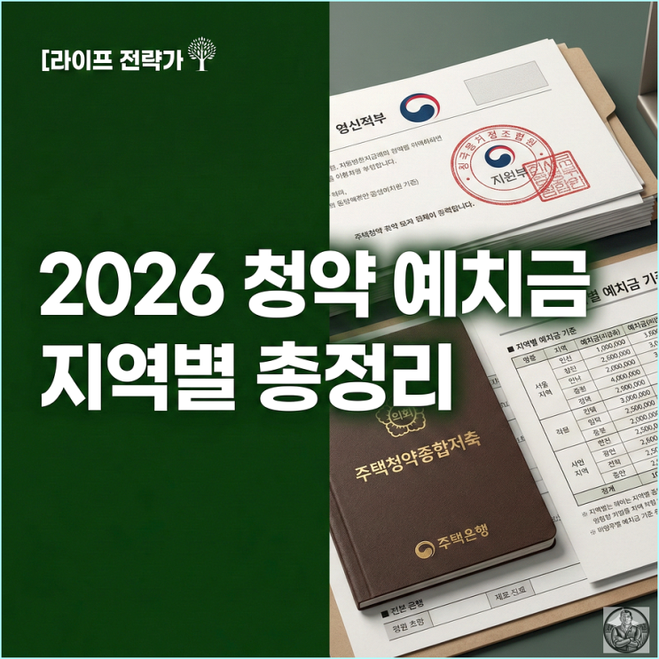 서울 vs 경기, 청약 예치금 헷갈리면 1순위 날아갑니다 (2026 기준표)