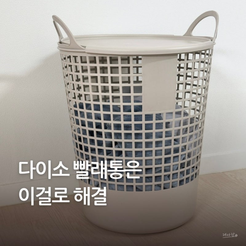 다이소 뚜껑 있는 대용량 빨래바구니 실제로 사용해보니