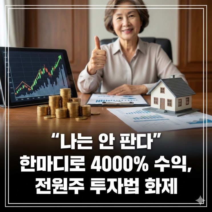  "나는 안 판다" 한마디로 4000% 수익, 전원주 투자법 화제