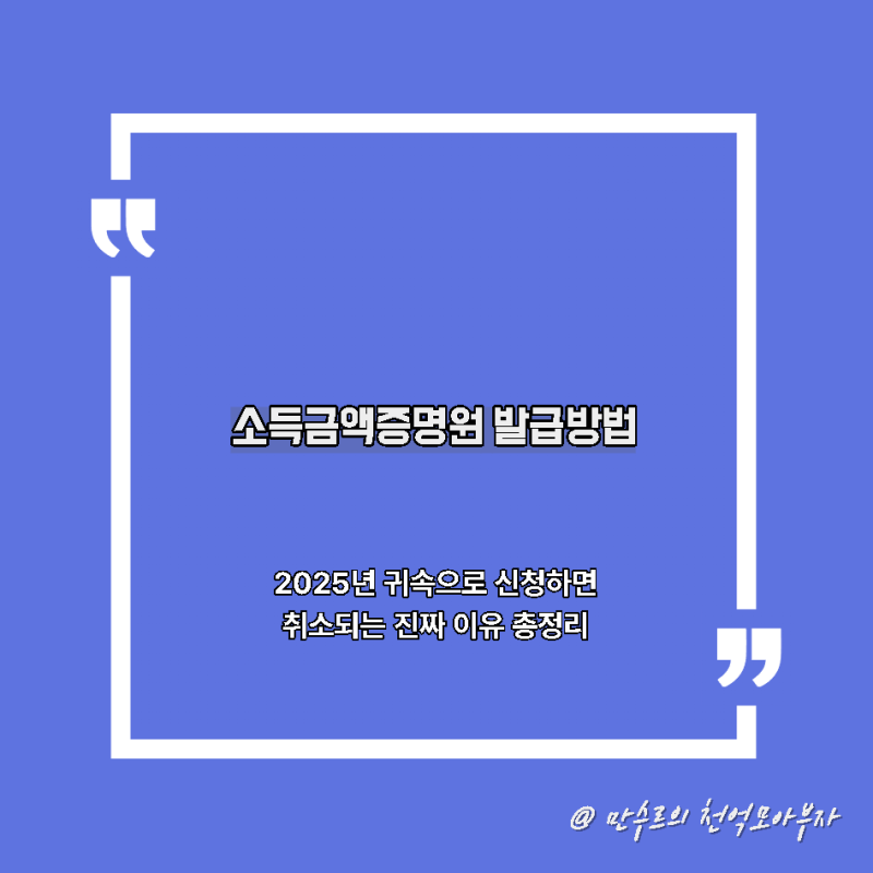 2025년 소득금액증명원 발급 불가? 언제부터 가능한지 정확히 알려드립니다