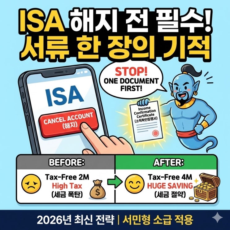  ISA 만기 해지 전 필독! 서민형 전환 소급 적용으로 세금 200만원 아끼는 법 (2026 최신)
