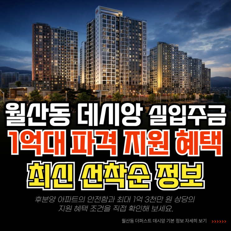 월산동 데시앙 실입주금 1억 대 파격 지원과 선착순 정보