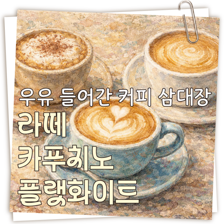  우유 들어간 커피 삼대장 : 라떼 카푸치노 플랫화이트 차이