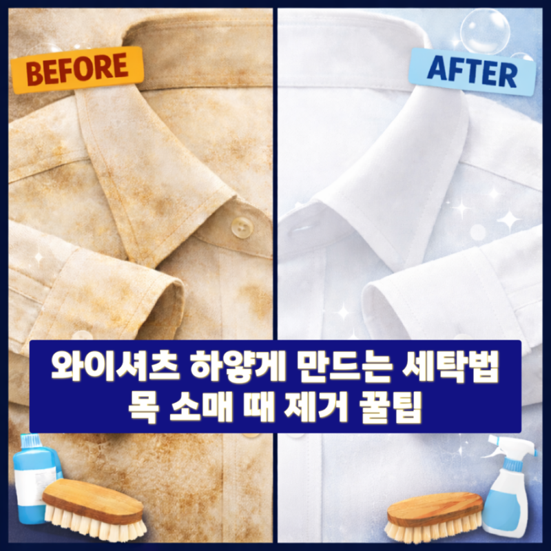 와이셔츠 하얗게 만드는 세탁법: 목 소매 때 제거 꿀팁 (다이소 “바르는 테크” 추천)