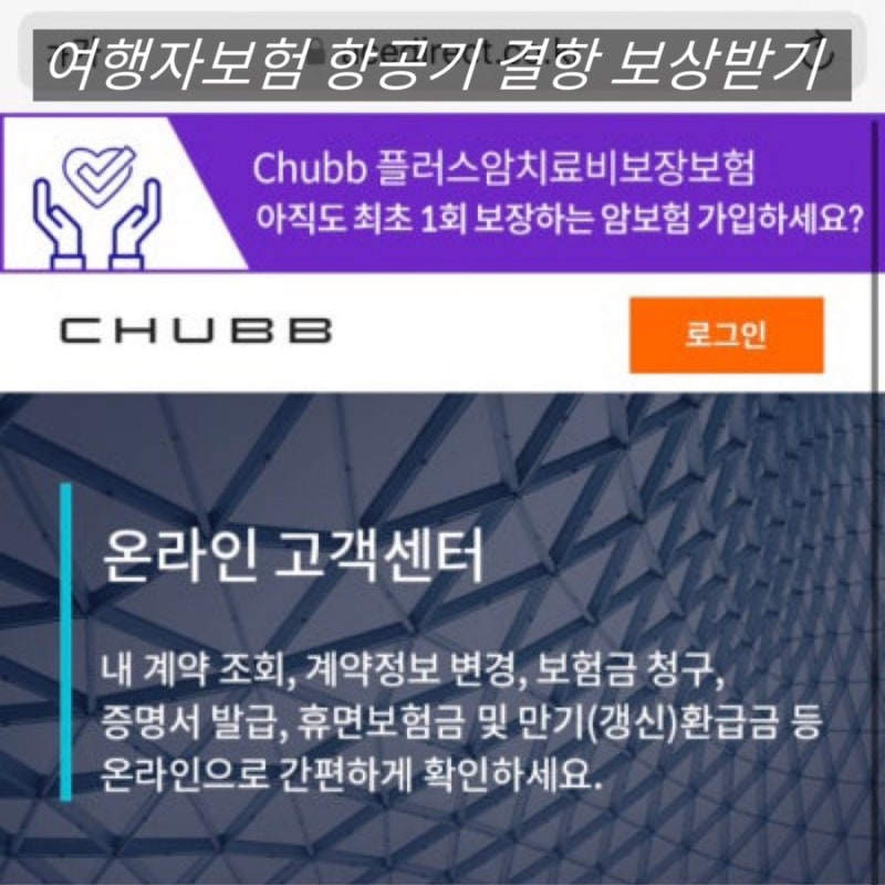 항공기 결항 여행자보험으로 보상받기 (에이스 처브)
