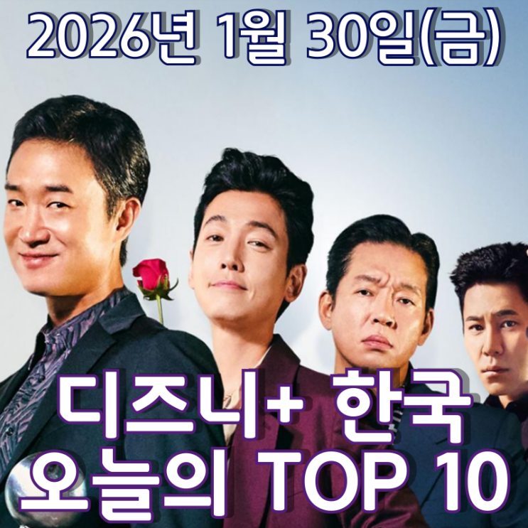  [디즈니+ 한국] 오늘의 TOP 10 - 2026년 1월 30일(금)