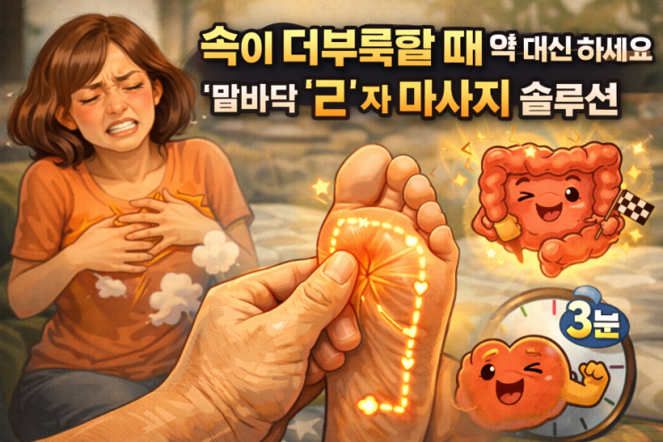  [전문적인 발마사지 가이드 3]속이 더부룩할 때 약 대신 하세요, 발바닥 'ㄹ'자 마사지 솔루션