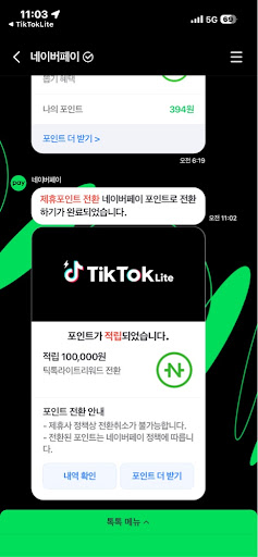  틱톡 라이트 히트 챌린지 10만원 현금화 후기! (네이버페이 즉시 적립 꿀팁)