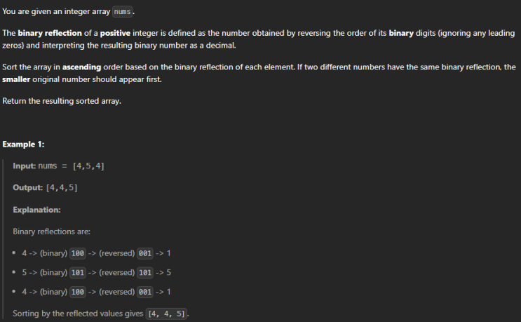  JAVA_LeetCode 3769_Sort Integers by Binary Reflection