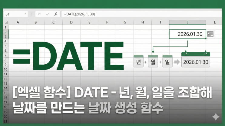  [엑셀 함수] DATE - 년, 월, 일을 조합해 날짜를 만드는 날짜 생성 함수