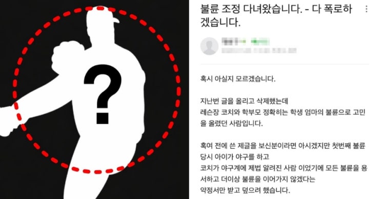  전직 프로야구선수 코치 누구? 레슨 학생 엄마와 불륜 논란 확산…온라인 폭로 재조명 (+정체 추측)