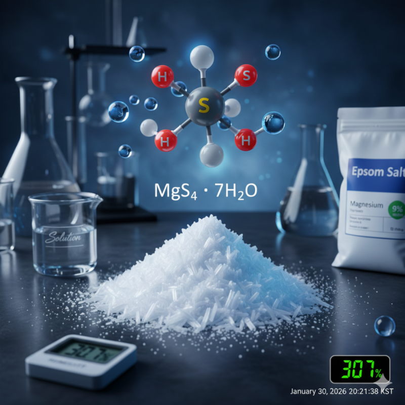 함량 수치(MgSO_4 48% 미만, MgO 16% 미만, Mg 9% 미만)를 바탕으로 황산 마그네슘 7수염 (MgSO_4ㆍ7H_2O)....