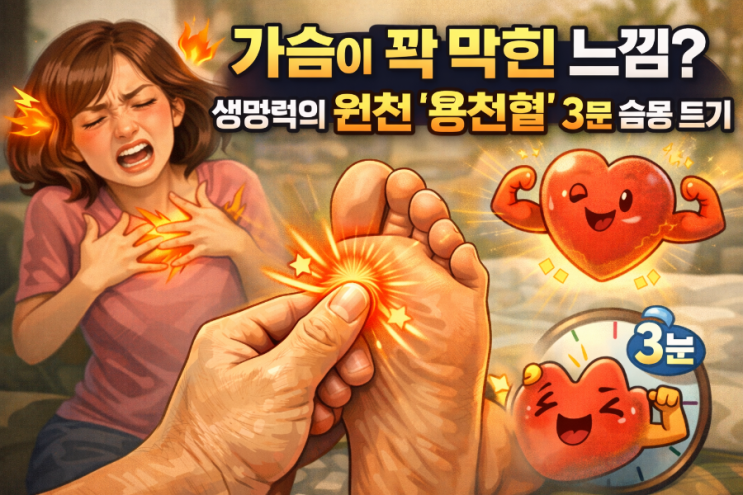  [전문적인 발마사지 가이드 2]가슴이 꽉 막힌 느낌? 생명력의 원천 '용천혈' 3분 숨통 트기
