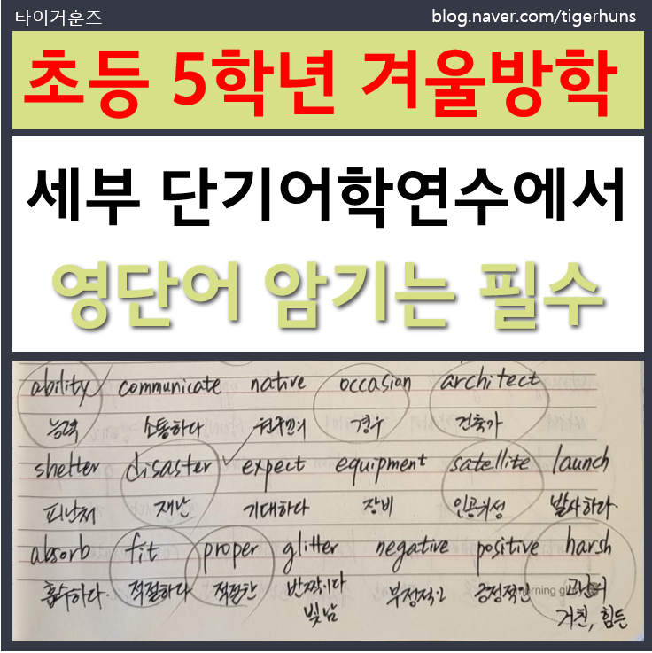  초등 5학년 겨울방학 영어공부 세부어학연수 중 영어단어암기 방법
