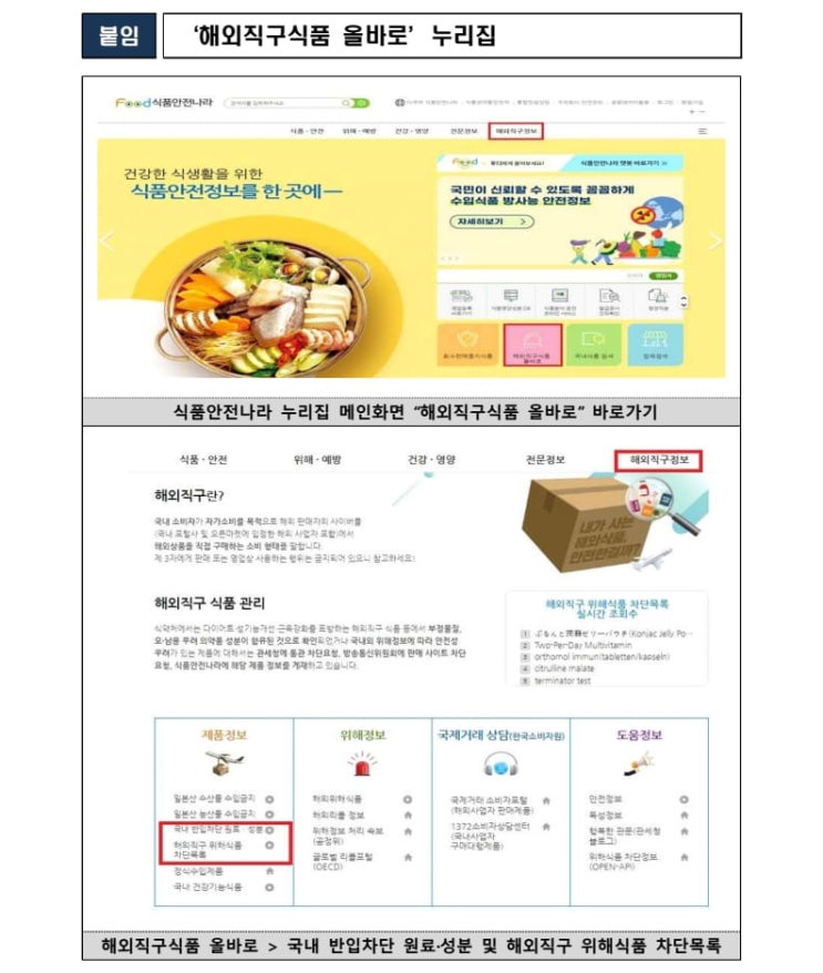  해외식품 주문할 땐 ‘해외직구식품 올바로’ 먼저 확인하세요~