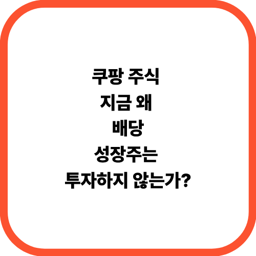 쿠팡 주식, 지금 왜 배당성장주는 투자하지 않는가?