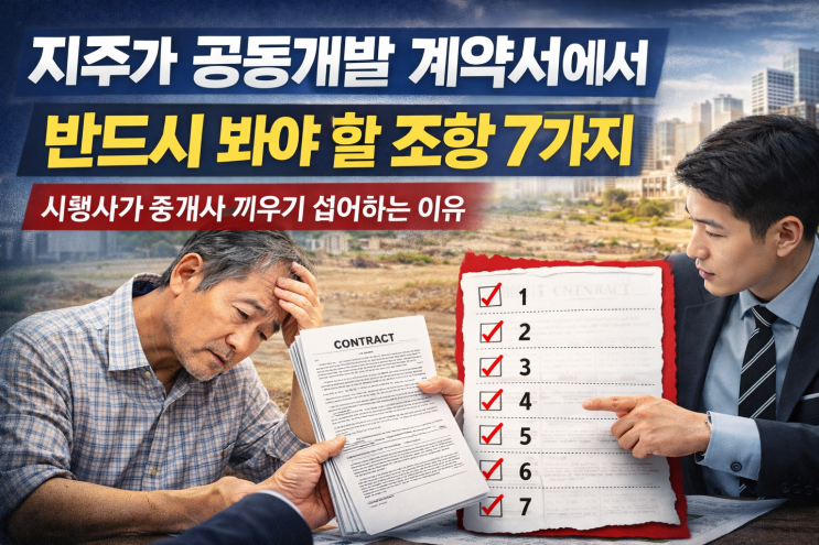  지주가 공동개발 계약서에서 반드시 봐야 할 조항 7가지!그리고 시행사가 중개사를 끼우지 않으려는 진짜 이유