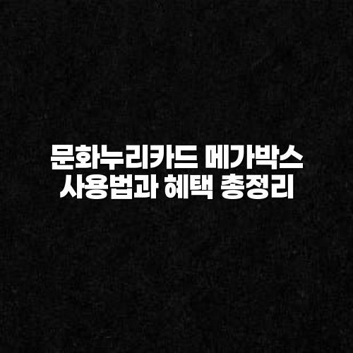 2026 문화누리카드 메가박스 사용법과 혜택 총정리
