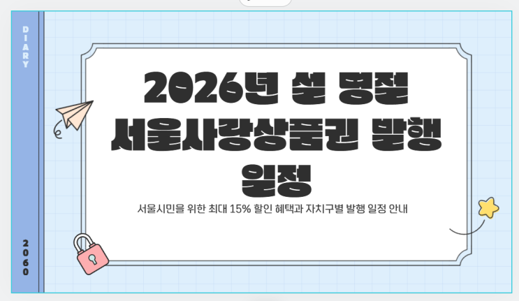 2026년 설 명절 서울사랑상품권 발행 일정 & 할인 혜택 총정리