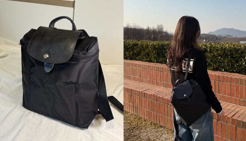[롱샴] 르 플리아쥬 오리지널 백팩 블랙 착용샷 리뷰