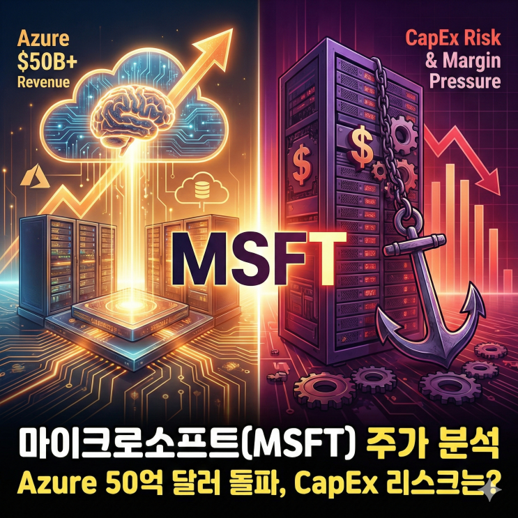  마이크로소프트(MSFT) 주가 분석 Azure 50억 달러 돌파, CapEx 리스크는?